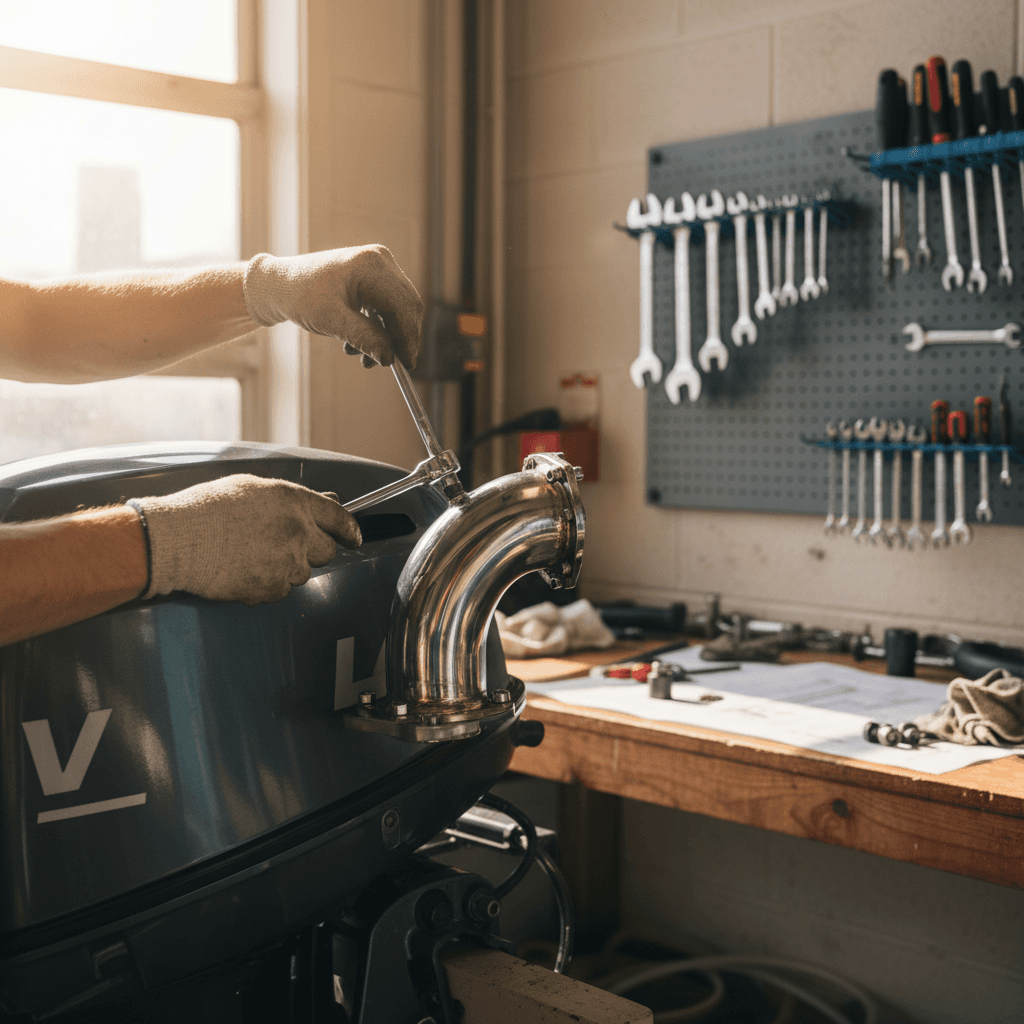 Premium marine equipment and stainless steel fittings installation detail