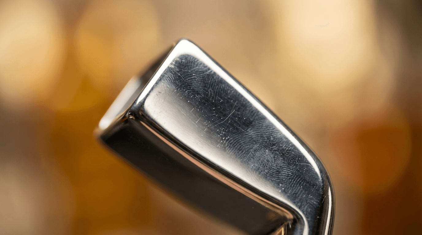 Polished stainless steel yacht fittings and nautical hardware with marine background