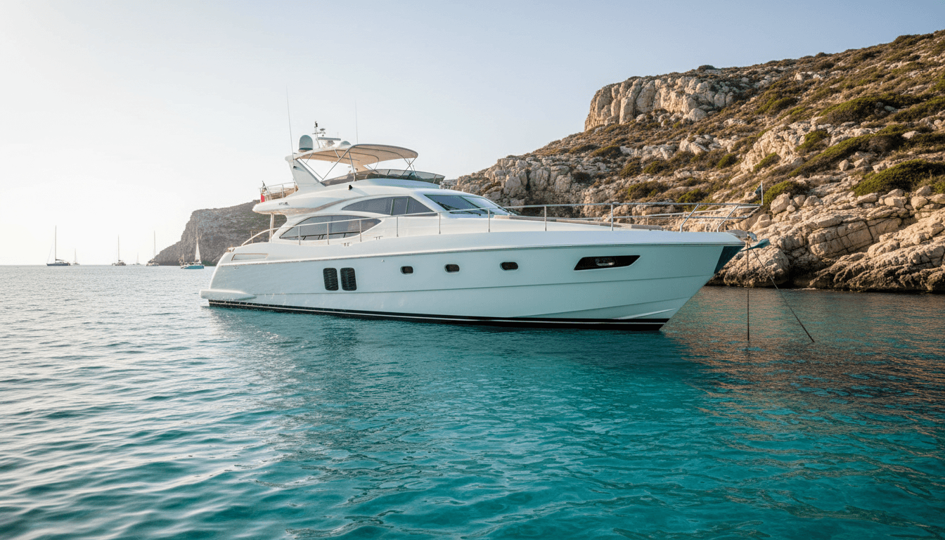Luxury yacht deck with polished railings and modern design